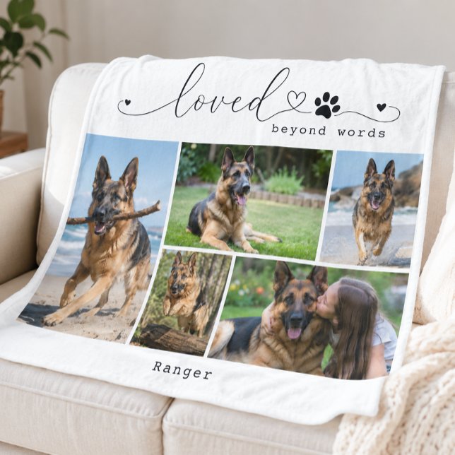 Loved Beyond Words White Pet Five Photo Fleece Blanket (Creator Uploaded)