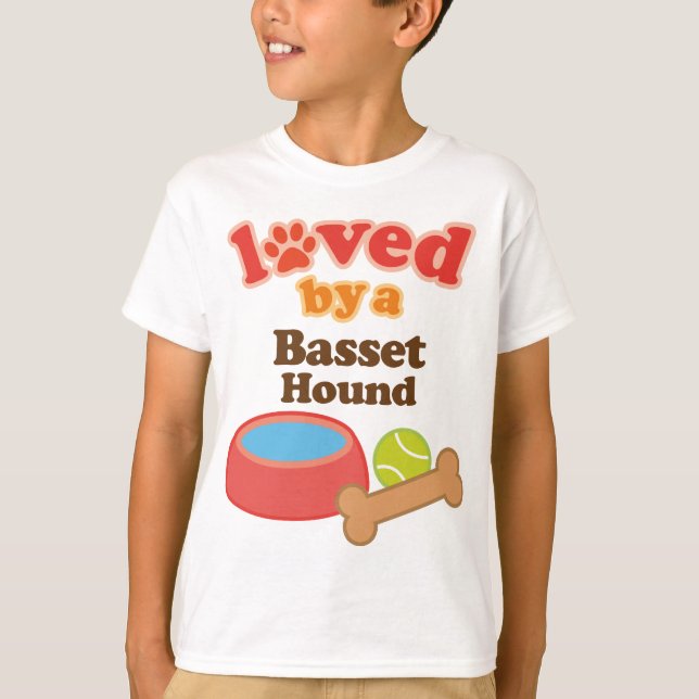Loved By A Basset Hound (Dog Breed) T-Shirt (Front)