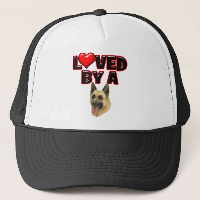 Loved by a German Shepherd Trucker Hat (Front)