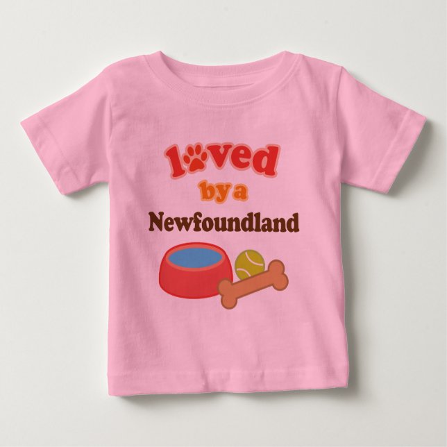 Loved By A Newfoundland (Dog Breed) Baby T-Shirt (Front)