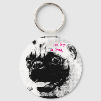 Loved by a Pug Key Ring