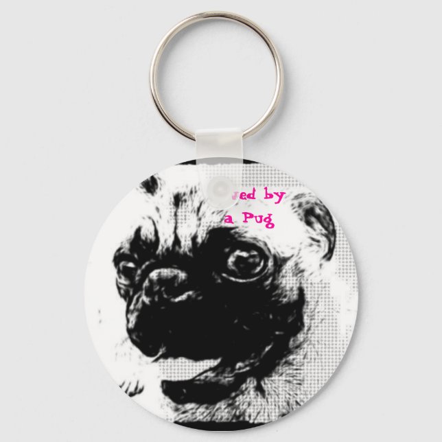 Loved by a Pug Key Ring (Front)