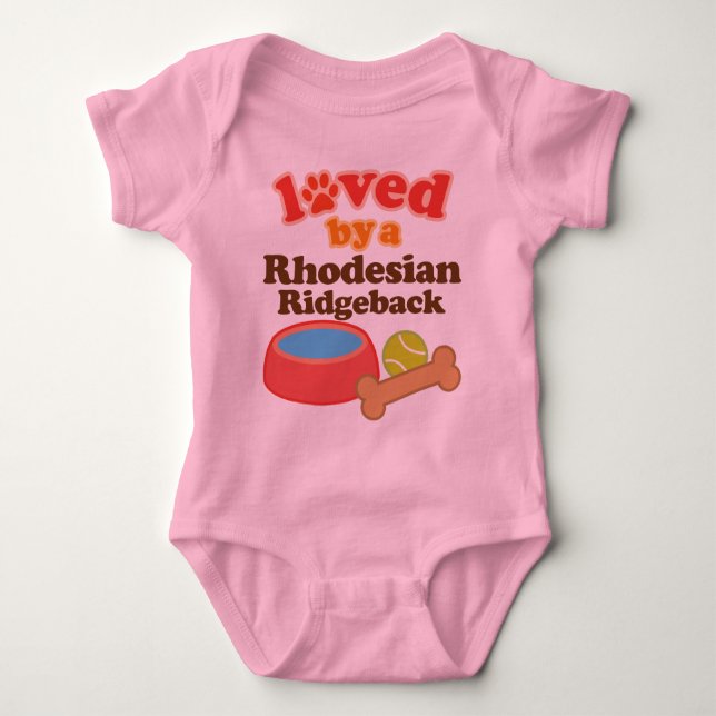 Loved By A Rhodesian Ridgeback (Dog Breed) Baby Bodysuit (Front)