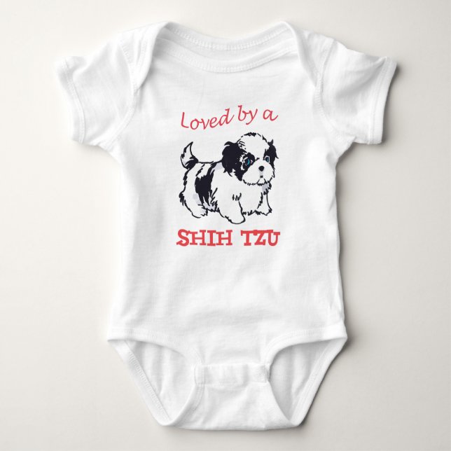 Loved by a Shih Tzu Baby Bodysuit (Front)