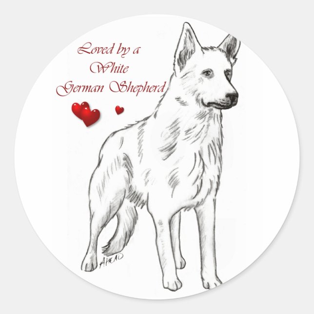 Loved By A White German Shepherd Classic Round Sticker (Front)