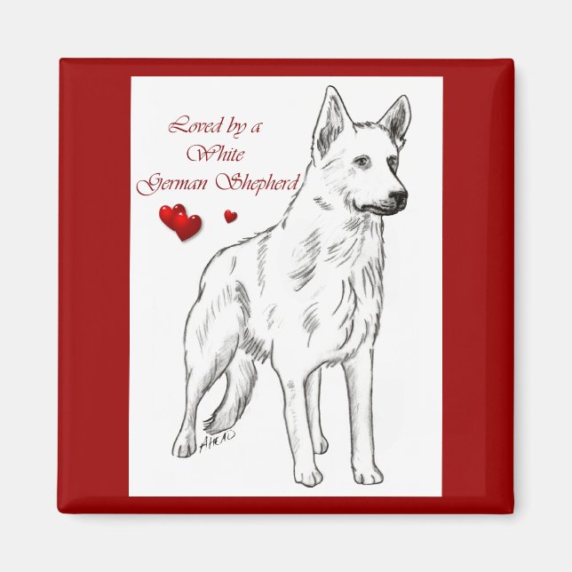 Loved By A White German Shepherd Magnet (Front)