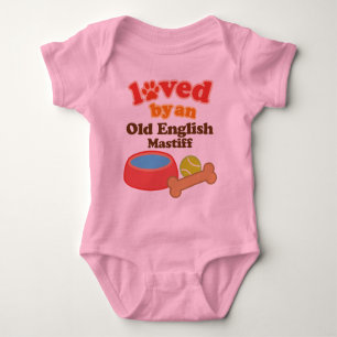 Loved By An Old English Mastiff (Dog Breed) Baby Bodysuit