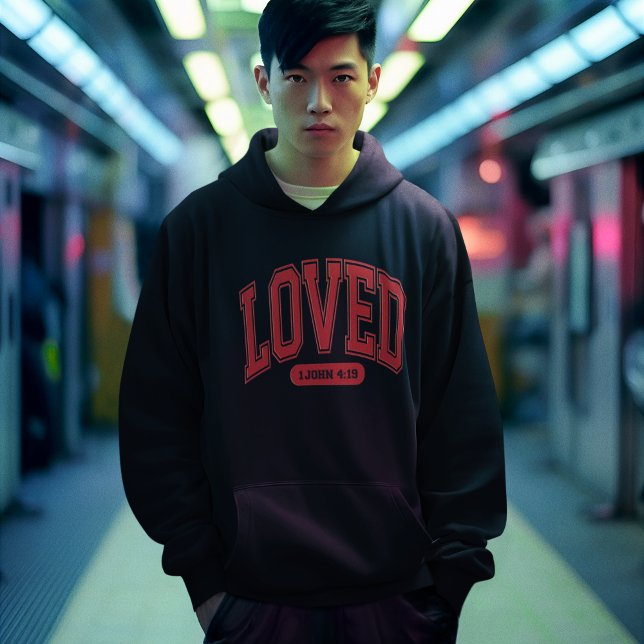 LOVED BY CHRIST Valentine Scripture Men's Black Hoodie (Creator Uploaded)