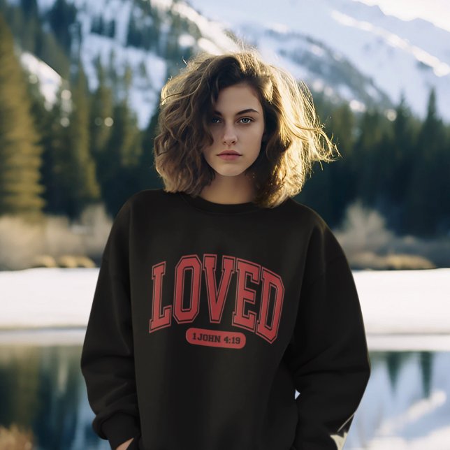 LOVED BY CHRIST Valentine Scripture Women's Black Sweatshirt (Creator Uploaded)