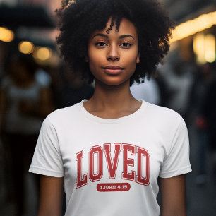 LOVED BY CHRIST Valentine Scripture Women's White T-Shirt