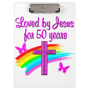 LOVED BY GOD 50TH BIRTHDAY DESIGN CLIPBOARD