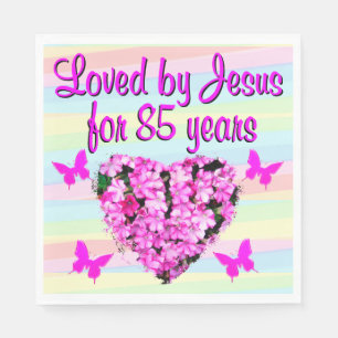 LOVED BY JESUS 85TH BIRTHDAY FLORAL NAPKINS