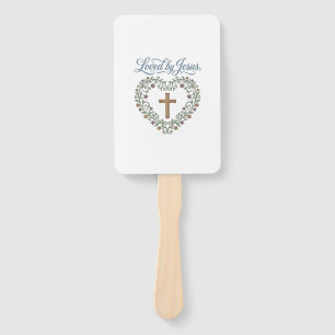 Loved by Jesus Floral Cross Christian T-Shirt Desi Hand Fan
