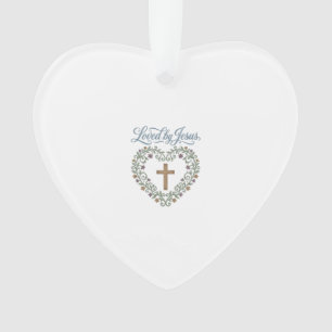 Loved by Jesus Floral Cross Christian T-Shirt Desi Ornament