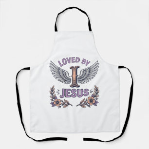 Loved By Jesus Vintage Christian Floral T-Shirt De Apron