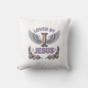 Loved By Jesus Vintage Christian Floral T-Shirt De Cushion