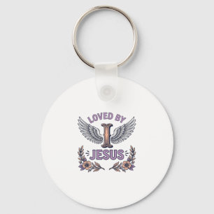 Loved By Jesus Vintage Christian Floral T-Shirt De Key Ring
