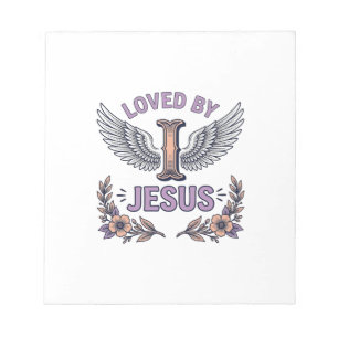 Loved By Jesus Vintage Christian Floral T-Shirt De Notepad