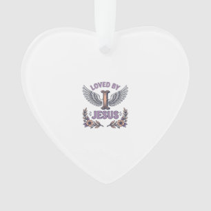 Loved By Jesus Vintage Christian Floral T-Shirt De Ornament