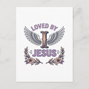 Loved By Jesus Vintage Christian Floral T-Shirt De Postcard