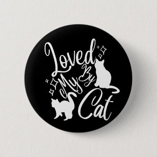 Loved By My Cat In White 6 Cm Round Badge
