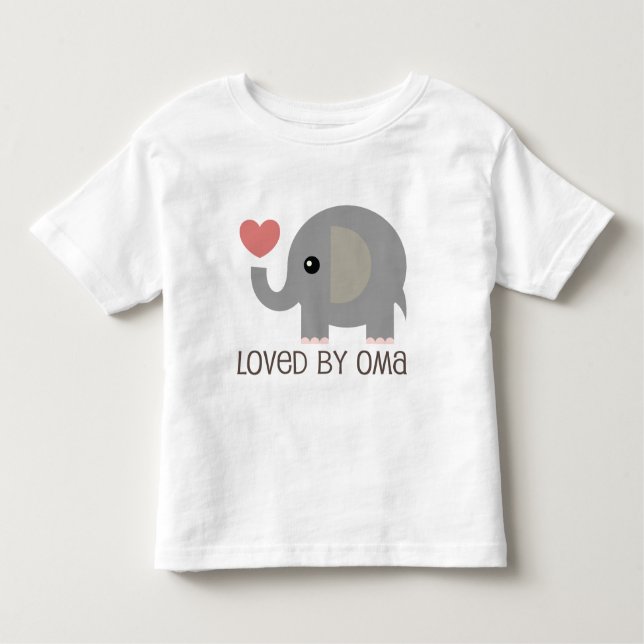 Loved By Oma Heart Elephant Toddler T-Shirt (Front)