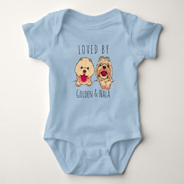 Loved by Personnalized Dogs Pets New Born  Baby Bodysuit (Front)