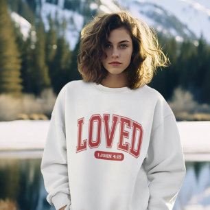 LOVED Christian Valentine Women's Varsity White Sweatshirt