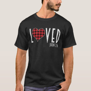 Loved John 316 Christian Valentine's Day Red Plaid T-Shirt