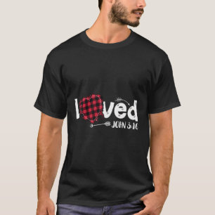 Loved John 316 - Red Plaid Heart - Christian Valen T-Shirt
