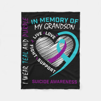 Loved One In Memory Of Grandson Suicide Awareness  Fleece Blanket