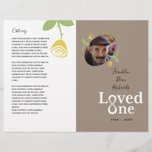 Loved One Yellow Rose Bud Memorial Service Program Flyer