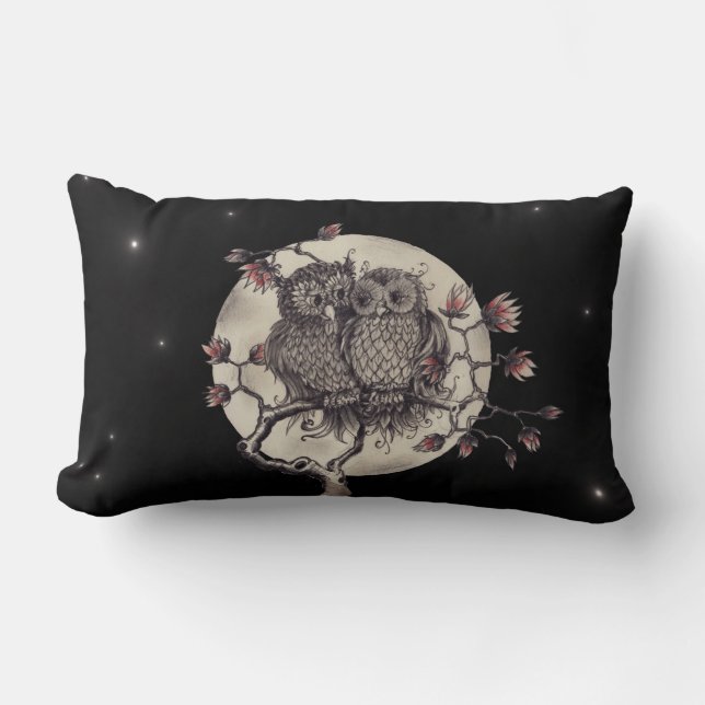 Loved owls - Owls In Love Lumbar Cushion (Front)
