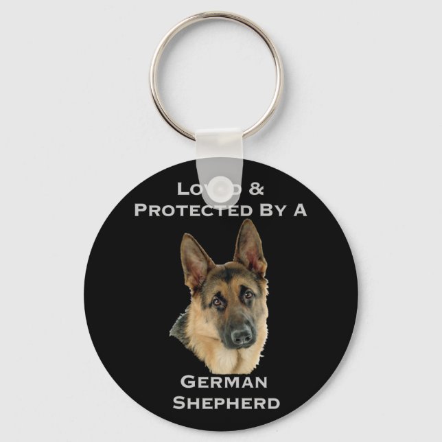 Loved & Protected By A German Shepherd Key Ring (Front)