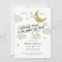 Loved to the Moon and Back Baby Shower Gold Stars