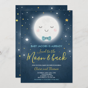 Loved To The Moon And Back Baby Shower Invitation