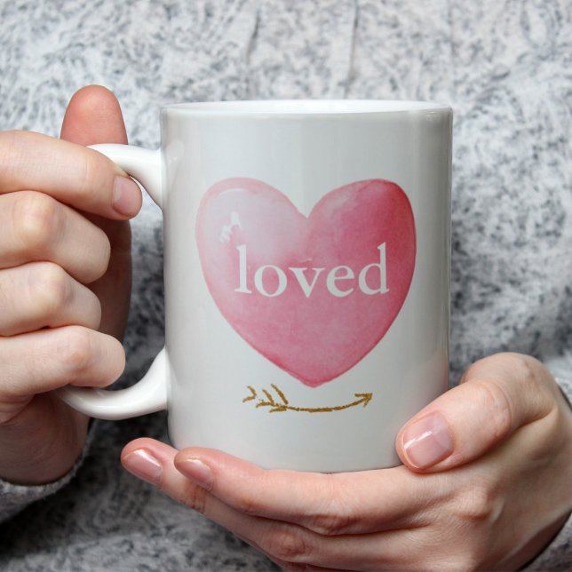 Loved Watercolor Heart Coffee Mug (Creator Uploaded)