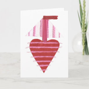 Loveheart Boat No Background Greeting Card