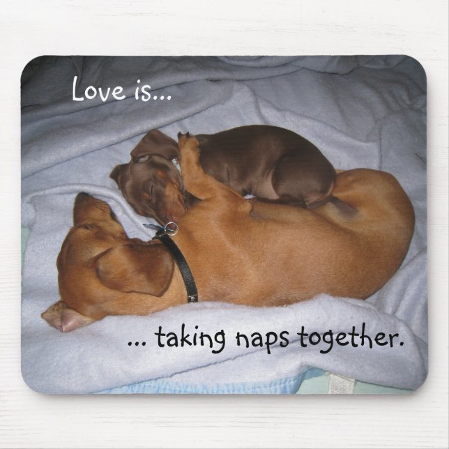 loveis, Love is..., ... taking naps together. Mouse Pad (Front)