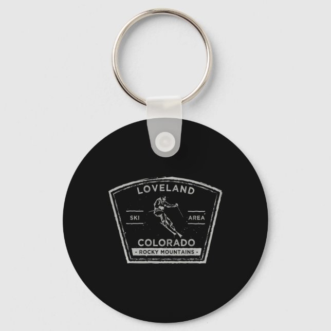 Loveland Colorado Long Sleeve Snow Skiing  Key Ring (Front)