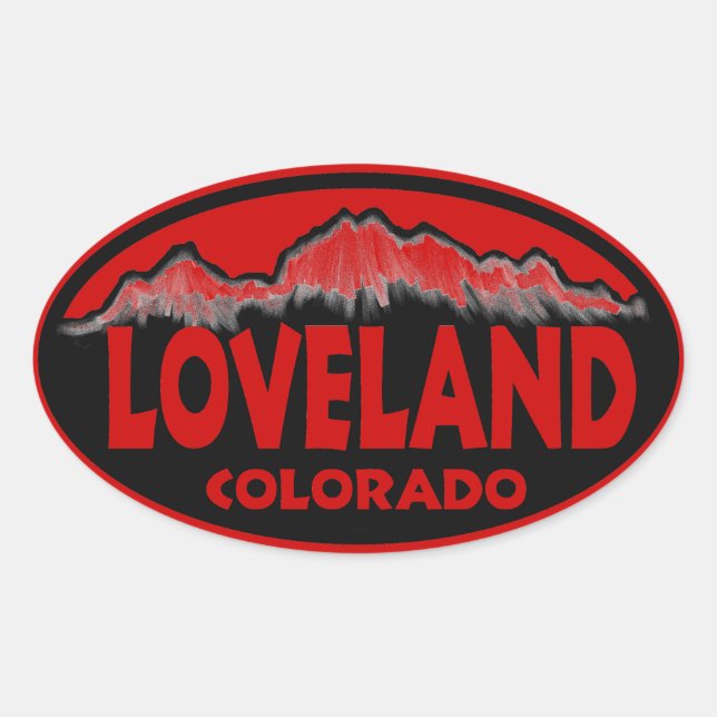 Loveland Colorado red oval stickers (Front)