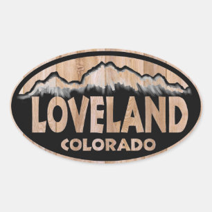 Loveland Colorado wooden sign oval stickers