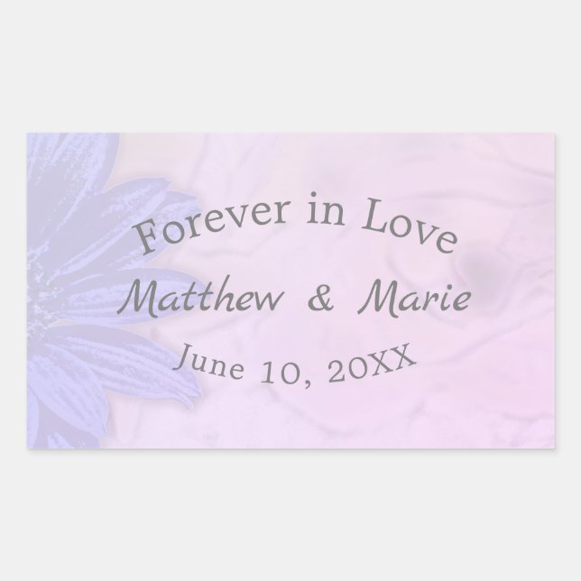 Lovelly Lavender Floral Wedding Rectangular Sticker (Front)