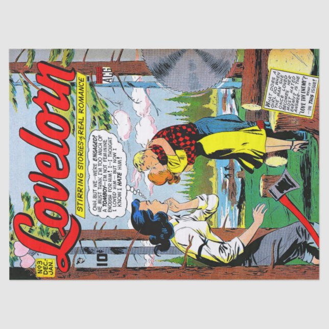 Lovelorn Betrayal Romance Vintage Comics Tissue Paper (Front)