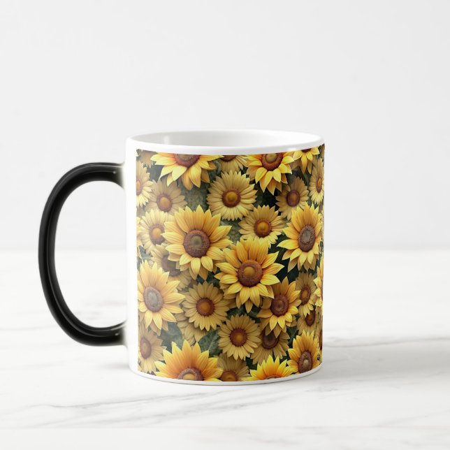 Lovely 3D Sunflowers Magic Mug (Left)