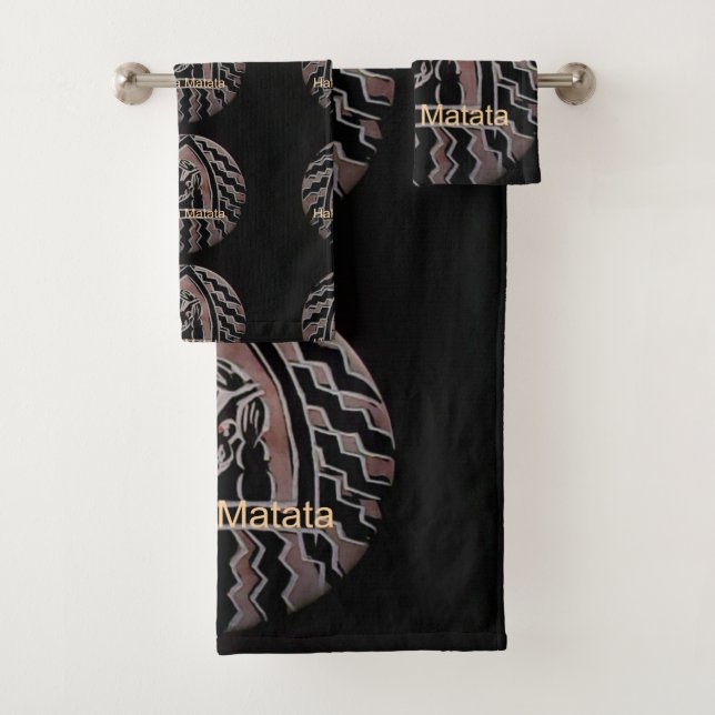 Lovely African Bongo Tribal Themed Pattern Design Bath Towel Set (Insitu)