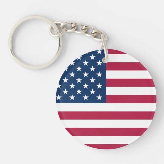 Lovely American Hero Patriotic USA Flag Keychain (Front)