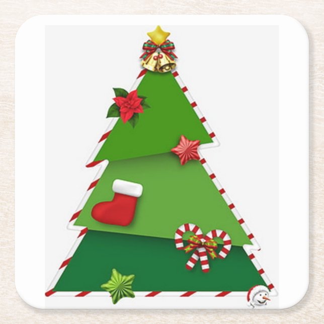 LOVELY AND CUTE CHRISTMAS TREE COASTER (Front)