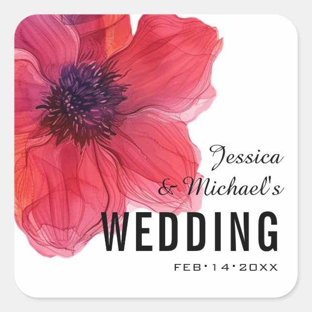 Lovely Anemone Dreamscape Wedding Square Sticker (Front)
