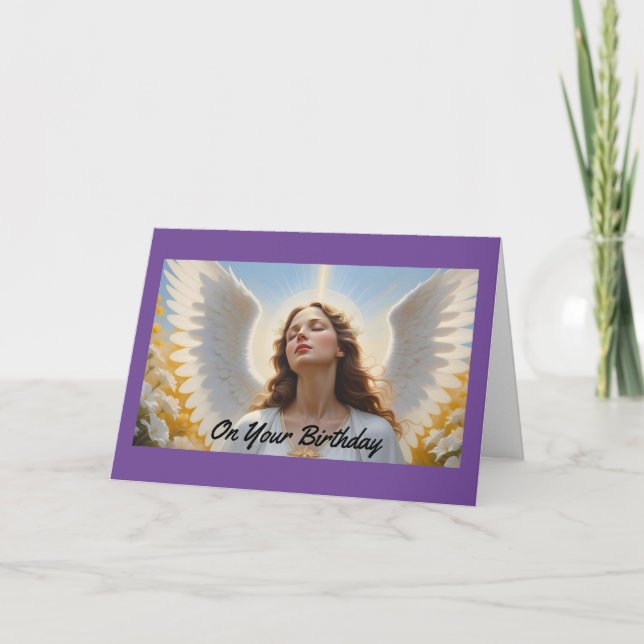 Lovely Angel Birthday Greeting Card (Front)